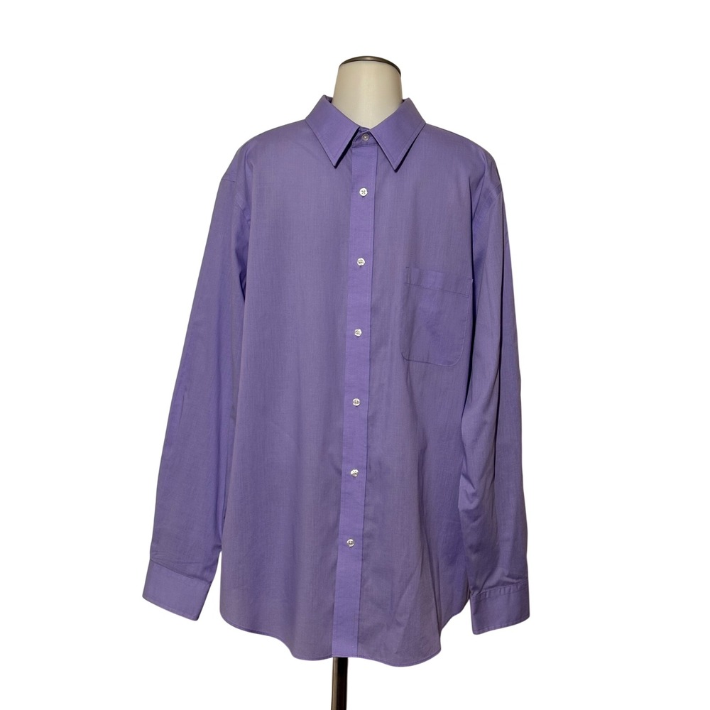 Croft & Barrow Dress Shirt Mens 17.5 36 Purple Broadcloth Button Up Excellent